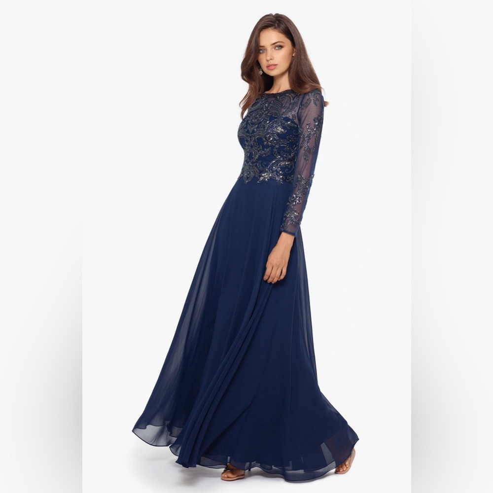 XSCAPE navy beaded gown mother of the bride 18w